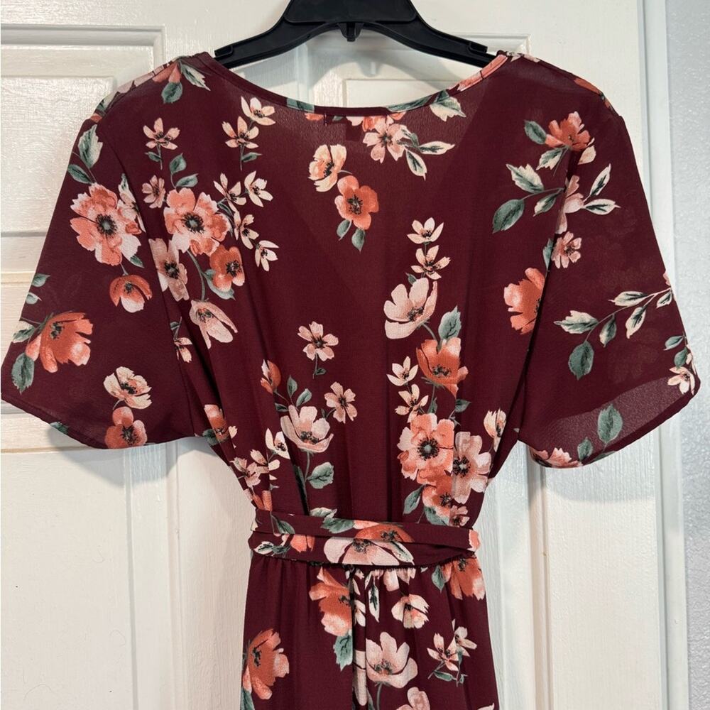 Stevie Hender Burgundy Floral High/Low Maxi Dress | Size M - Picture 12 of 12